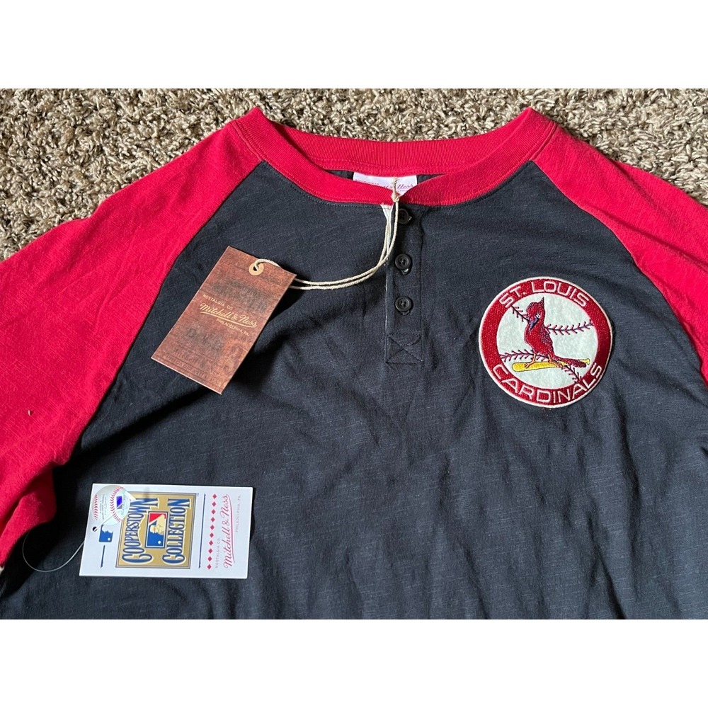 NEW Mitchell & Ness St Louis Cardinals Legendary Slub Henley T-Shirt (Medium) - Picture 2 of 3